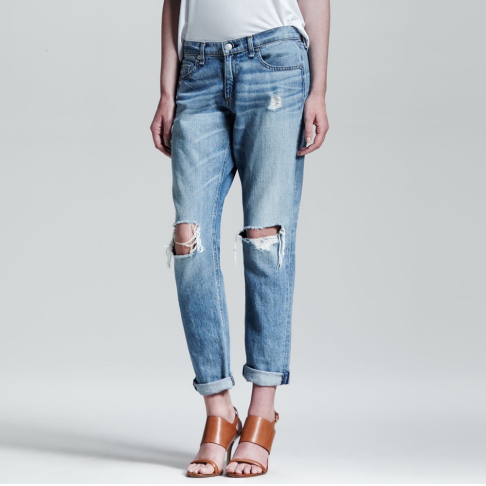 rag & bone Ripped-Knee Boyfriend Jeans